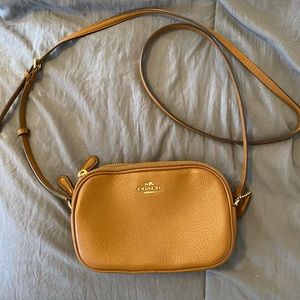 Coach Small Tan Leather Crossbody bag with double pouch - like new!